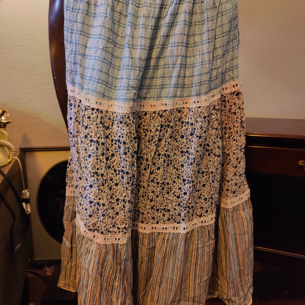 St. John's Bay Blue and Cream Maxi Skirt
